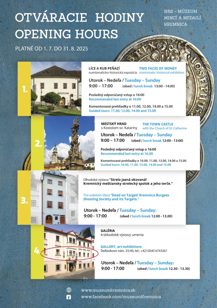 Otváracie hodiny na obdobie od 1.7. - 31.8.2025