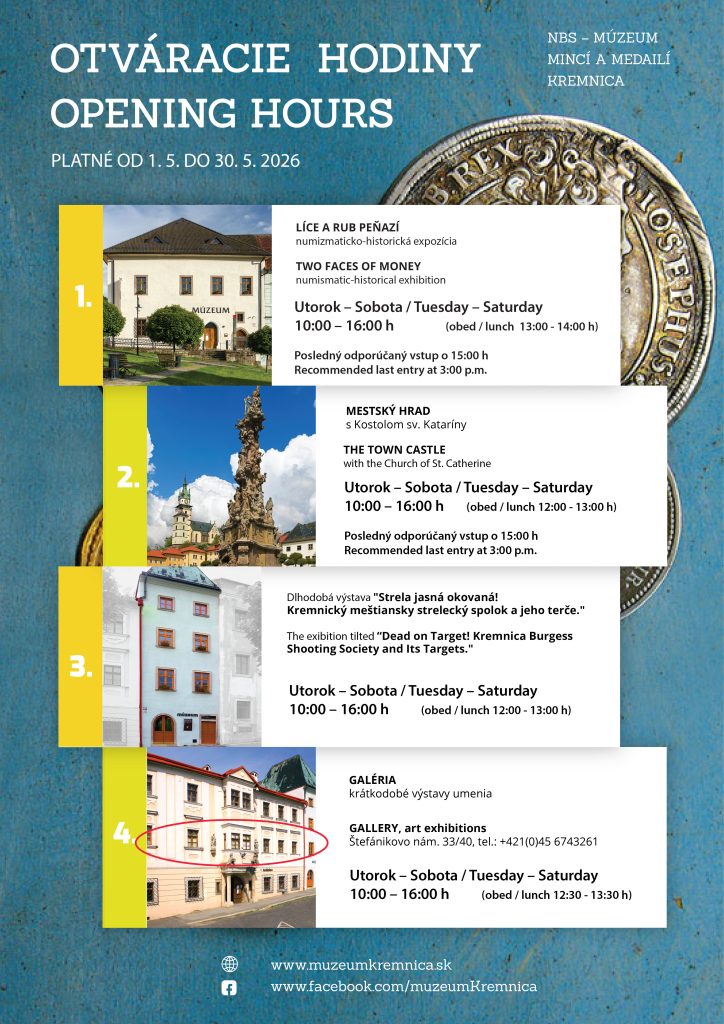 Otváracie hodiny na obdobie od 1.5.  - 30.5.2026